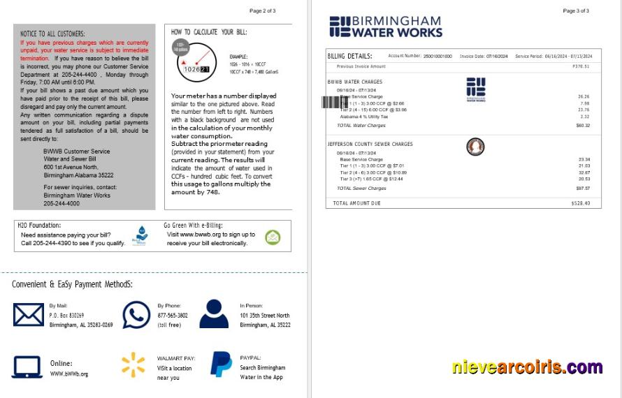 UNITED KINGDOM BIRMINGHAM WATER business utility bill 2-3